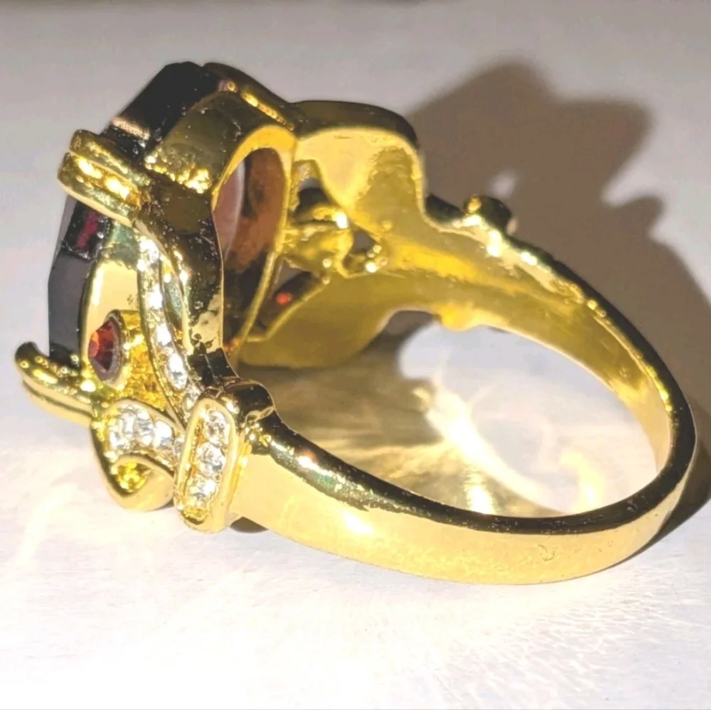 8ct Large Lab Created Deep Red Sparkling Gemstone Cocktail Ring For Women Sz 13